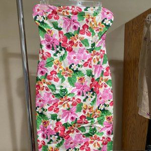 Vibrant floral strapless dress